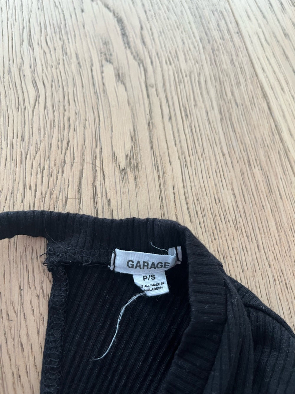 Garage Black Ribbed Tie-Back Crop Top - Picture 2 of 3